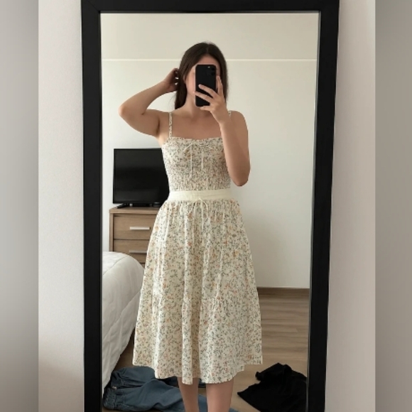 Églantine Léa Dresses & Skirts - Chic Cream Floral Midi Dress